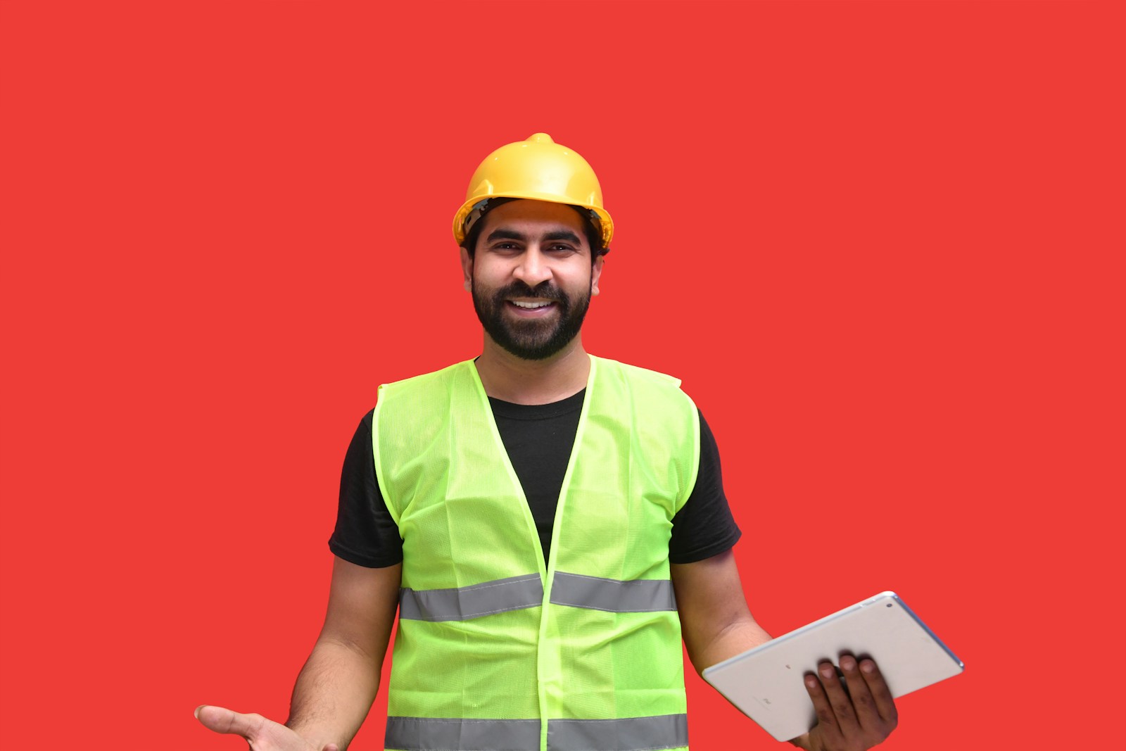 Site foreman on a completed project, clipboard in hand.