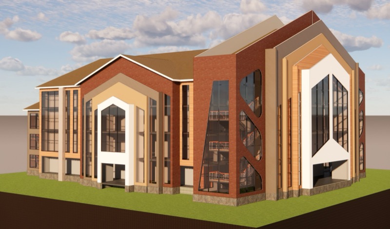 Glass-Front Institutional Block, view 1